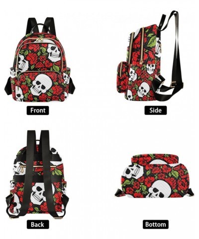 Small Backpack for Women Travel Bag Skull and Flowers Daypack Purse Fashion Shoulder Bag Rucksack Small A319 $12.74 Backpacks