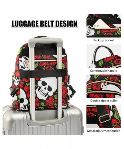 Small Backpack for Women Travel Bag Skull and Flowers Daypack Purse Fashion Shoulder Bag Rucksack Small A319 $12.74 Backpacks