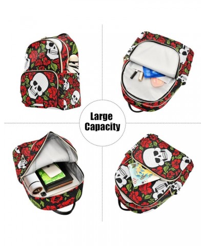 Small Backpack for Women Travel Bag Skull and Flowers Daypack Purse Fashion Shoulder Bag Rucksack Small A319 $12.74 Backpacks