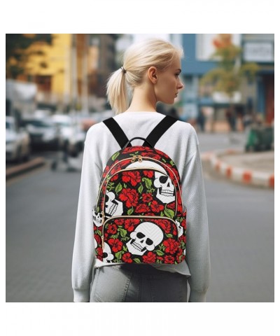 Small Backpack for Women Travel Bag Skull and Flowers Daypack Purse Fashion Shoulder Bag Rucksack Small A319 $12.74 Backpacks