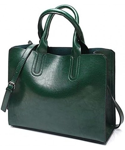 Women Fashion Tote Handbags Lightweight PU Leather Satchel Shoulder Bags Retro Oil Wax Handle Purse Green $13.72 Shoulder Bags