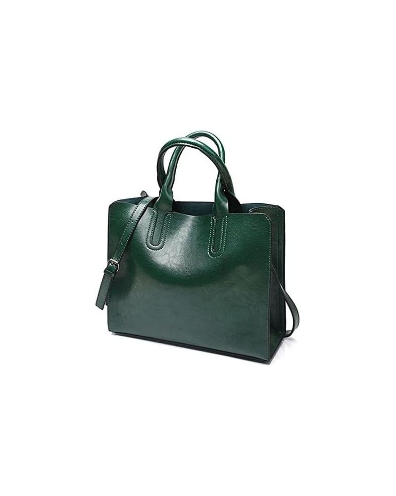 Women Fashion Tote Handbags Lightweight PU Leather Satchel Shoulder Bags Retro Oil Wax Handle Purse Green $13.72 Shoulder Bags