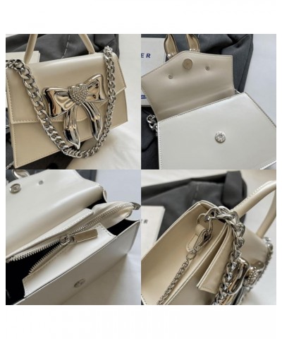 Bow Design Top Handle Clutch Handbags and purses Women Chain Shoulder Crossbody Bags Silver $14.72 Handbags