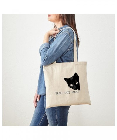 Jazz Cats Tote Bag Natural Canvas Tote Bag, Cloth Shopping Bag Black Cats Rule Tote Bag $8.95 Travel Gear