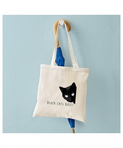 Jazz Cats Tote Bag Natural Canvas Tote Bag, Cloth Shopping Bag Black Cats Rule Tote Bag $8.95 Travel Gear