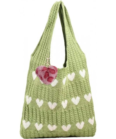 Crochet Tote Bag Heart Tote with Cute Key Chain Aesthetic Tote Bag Y2K Accessories Shoulder Bag Heart Bag Hobo Bag for Women ...