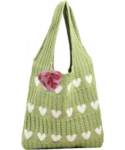 Crochet Tote Bag Heart Tote with Cute Key Chain Aesthetic Tote Bag Y2K Accessories Shoulder Bag Heart Bag Hobo Bag for Women ...