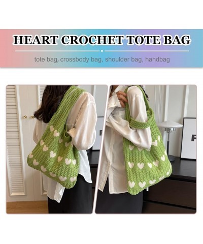 Crochet Tote Bag Heart Tote with Cute Key Chain Aesthetic Tote Bag Y2K Accessories Shoulder Bag Heart Bag Hobo Bag for Women ...