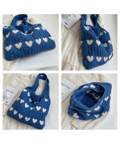 Crochet Tote Bag Heart Tote with Cute Key Chain Aesthetic Tote Bag Y2K Accessories Shoulder Bag Heart Bag Hobo Bag for Women ...