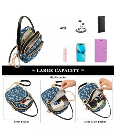 Marine Cell Phone Purse Marine Anchor Silver Navy Crossbody Handbag Durable Shoulder Bag Sturdy Travel Pouch Compact Chic Bag...