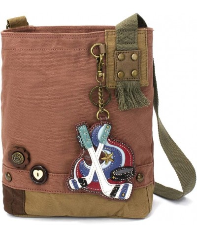 Patch Cross-Body Women Handbag, Canvas Messenger Bag - Mauve Hockey - Mauve $34.81 Crossbody Bags