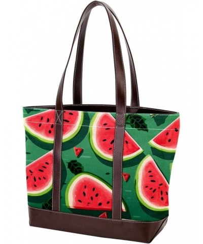 Watermelon Canvas Leather Mix Handbag, 13.3x4.7x12.2 in, Stylish and Spacious Tote Purse for Women $24.95 Totes