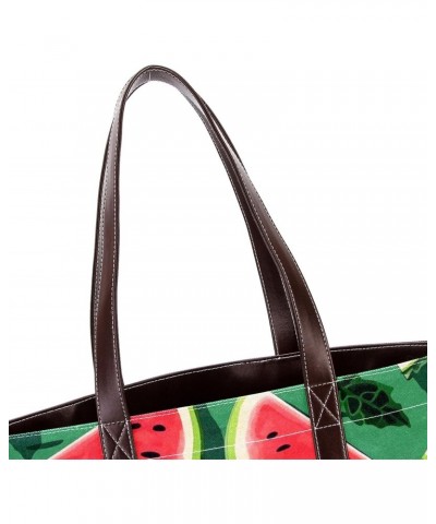 Watermelon Canvas Leather Mix Handbag, 13.3x4.7x12.2 in, Stylish and Spacious Tote Purse for Women $24.95 Totes