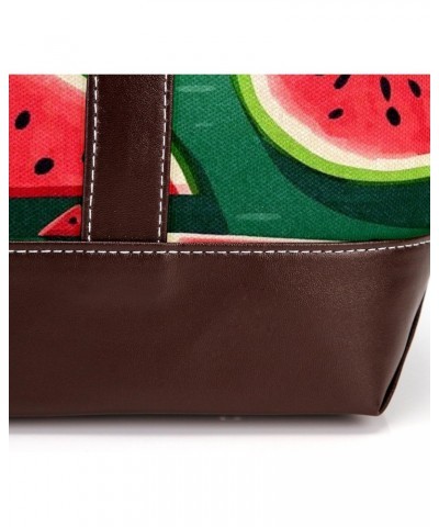 Watermelon Canvas Leather Mix Handbag, 13.3x4.7x12.2 in, Stylish and Spacious Tote Purse for Women $24.95 Totes