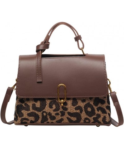 Leopard Print Top Handle Flap Crossbody Bag for Women Casual Simple Classic Retro Satchel Handbag Shoulder Bag Coffee $20.51 ...