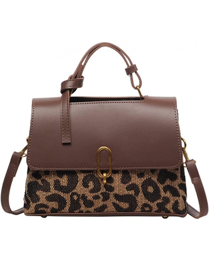 Leopard Print Top Handle Flap Crossbody Bag for Women Casual Simple Classic Retro Satchel Handbag Shoulder Bag Coffee $20.51 ...