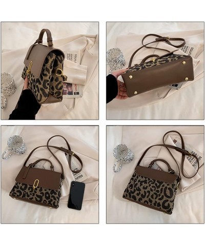 Leopard Print Top Handle Flap Crossbody Bag for Women Casual Simple Classic Retro Satchel Handbag Shoulder Bag Coffee $20.51 ...