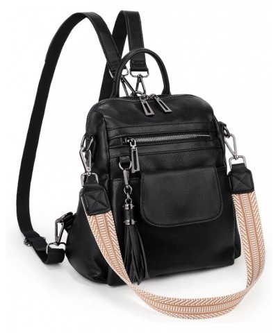 Travel Backpack Purse for Women Nylon Ladies Fashion Tassel Shoulder Bag Convertible 240 Small Black $18.90 Backpacks