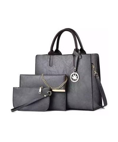 Handbag for Women Wallet Tote Bag Shoulder Bags Top Handle Satchel Leather Bag 3pcs Purse Set Gray $17.64 Totes