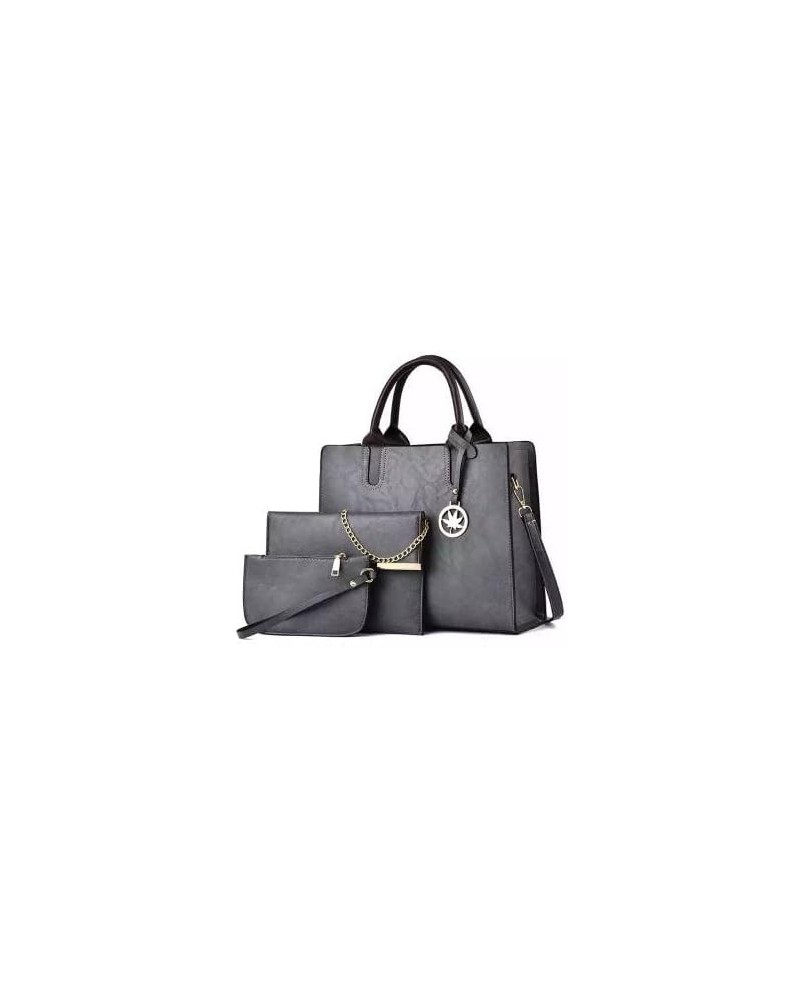 Handbag for Women Wallet Tote Bag Shoulder Bags Top Handle Satchel Leather Bag 3pcs Purse Set Gray $17.64 Totes