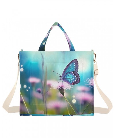 Butterfly Flowers Corduroy Tote Bag for Women Hobo Crossbody Bag Purse Stylish Shoulder Handbag Messenger Bags, S $10.57 Totes