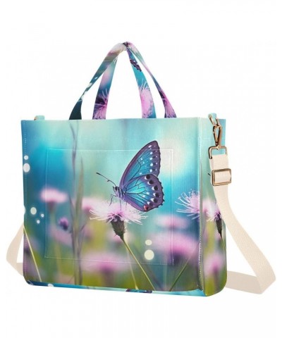 Butterfly Flowers Corduroy Tote Bag for Women Hobo Crossbody Bag Purse Stylish Shoulder Handbag Messenger Bags, S $10.57 Totes