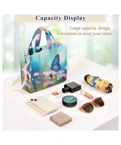 Butterfly Flowers Corduroy Tote Bag for Women Hobo Crossbody Bag Purse Stylish Shoulder Handbag Messenger Bags, S $10.57 Totes