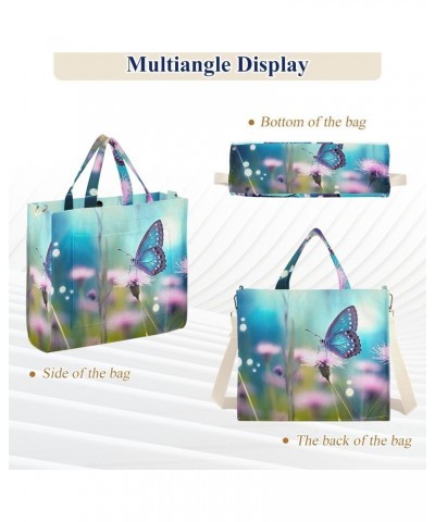 Butterfly Flowers Corduroy Tote Bag for Women Hobo Crossbody Bag Purse Stylish Shoulder Handbag Messenger Bags, S $10.57 Totes