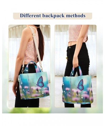 Butterfly Flowers Corduroy Tote Bag for Women Hobo Crossbody Bag Purse Stylish Shoulder Handbag Messenger Bags, S $10.57 Totes