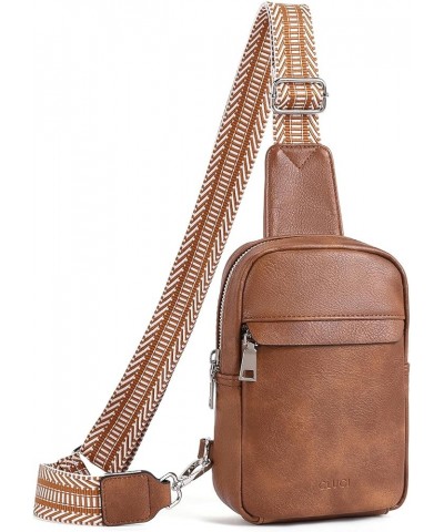 Small Sling Bag for Women Vegan Leather Crossbody Chest Bags Trendy, Women's Fanny Pack 2-2brown $18.80 Crossbody Bags