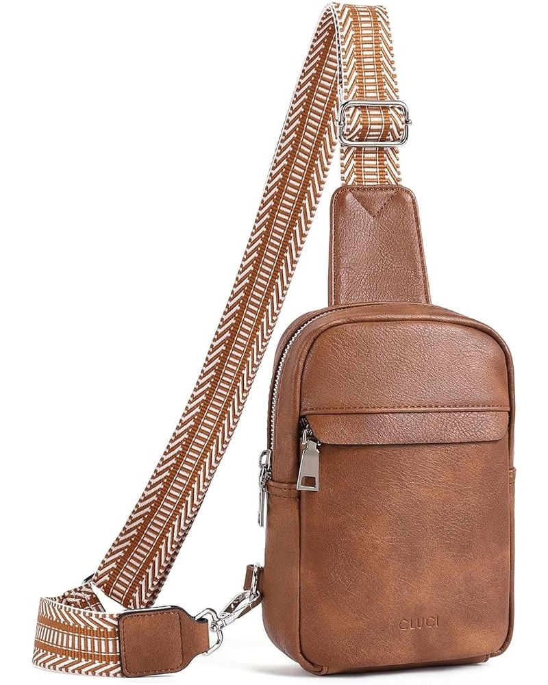 Small Sling Bag for Women Vegan Leather Crossbody Chest Bags Trendy, Women's Fanny Pack 2-2brown $18.80 Crossbody Bags