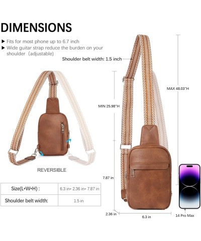 Small Sling Bag for Women Vegan Leather Crossbody Chest Bags Trendy, Women's Fanny Pack 2-2brown $18.80 Crossbody Bags