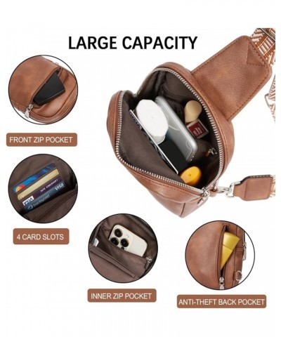 Small Sling Bag for Women Vegan Leather Crossbody Chest Bags Trendy, Women's Fanny Pack 2-2brown $18.80 Crossbody Bags