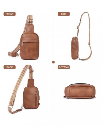 Small Sling Bag for Women Vegan Leather Crossbody Chest Bags Trendy, Women's Fanny Pack 2-2brown $18.80 Crossbody Bags