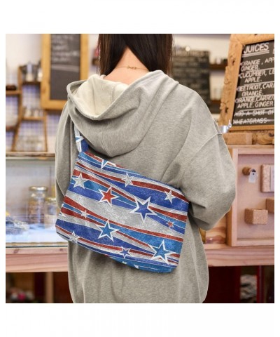 American Flag Shoulder Tote Bags for Women Furry Crossbody bag Hobo Handbag Purses for Shopping Traveling Working $9.87 Totes