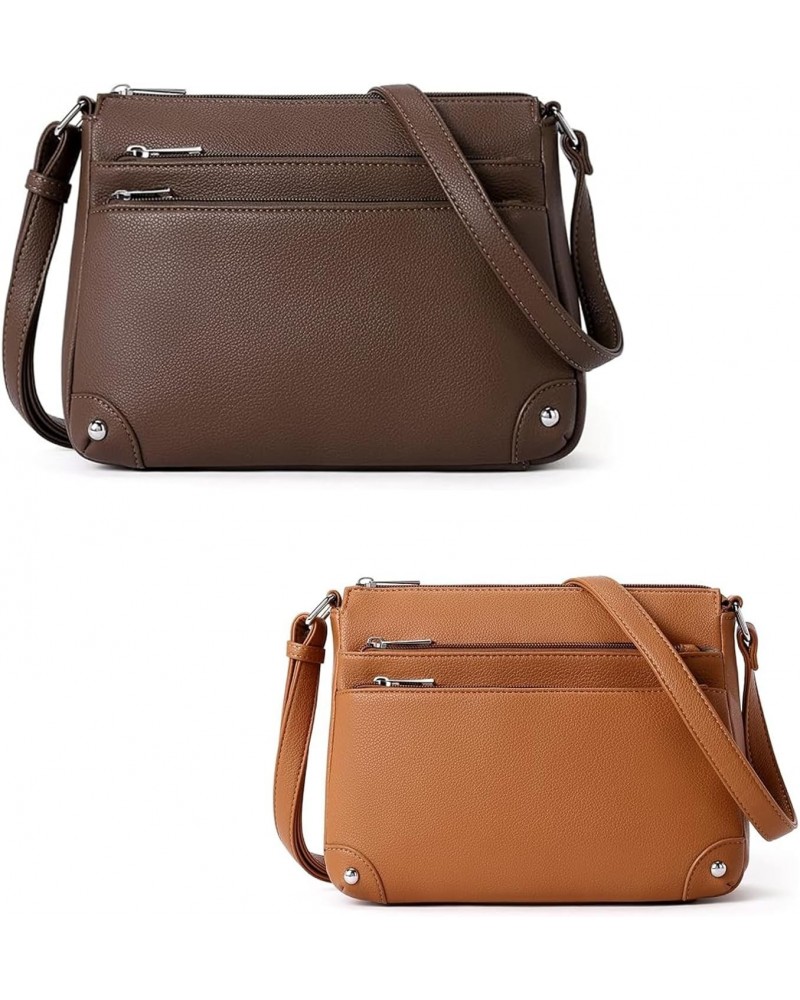 Crossbody Bags for Women, Medium Size Shoulder Handbags, Satchel Purse with Multi Zipper Pocket Coffee $35.69 Satchels