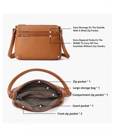 Crossbody Bags for Women, Medium Size Shoulder Handbags, Satchel Purse with Multi Zipper Pocket Coffee $35.69 Satchels