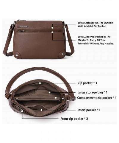 Crossbody Bags for Women, Medium Size Shoulder Handbags, Satchel Purse with Multi Zipper Pocket Coffee $35.69 Satchels