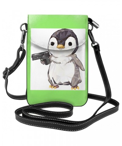 Cartoon Penguin Stylish Crossbody Bag,Synthetic Leather,Water-Resistant,Stain-Resistant,Soft Lining,7.6-Inch High,Protect You...