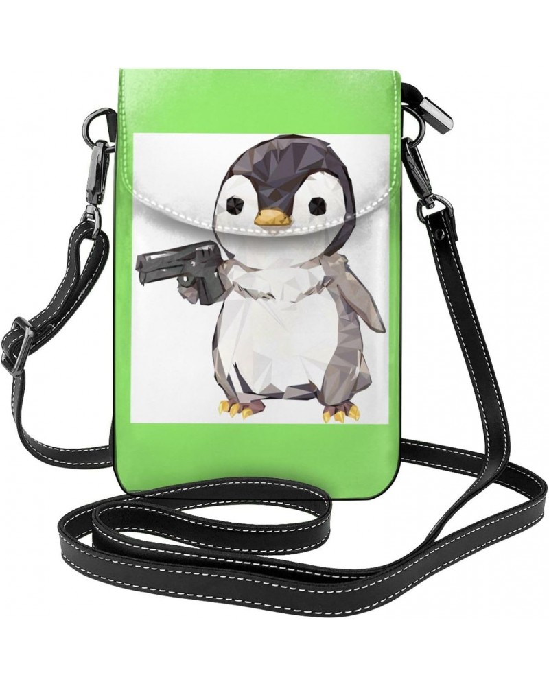 Cartoon Penguin Stylish Crossbody Bag,Synthetic Leather,Water-Resistant,Stain-Resistant,Soft Lining,7.6-Inch High,Protect You...