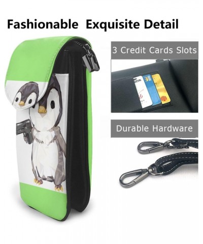 Cartoon Penguin Stylish Crossbody Bag,Synthetic Leather,Water-Resistant,Stain-Resistant,Soft Lining,7.6-Inch High,Protect You...