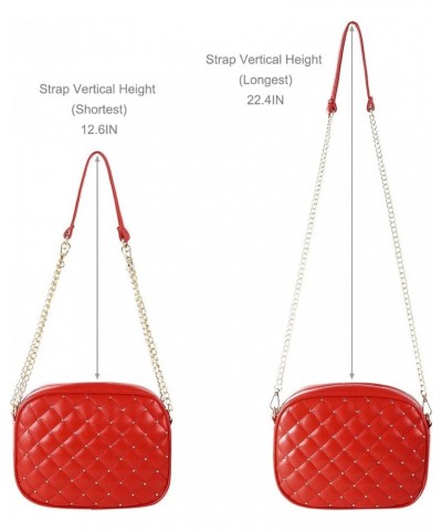 Small Quilted Crossbody Bags for Women Trendy Cross Body Purse with Metal Chain Strap, Gift Idea, PU Leather Red $18.31 Totes