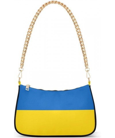 Ukraine Flag Clutch Shoulder Purse Handbag for Women Cute Tote Handbag with Zipper Closure Ukraine Flag $16.19 Handbags