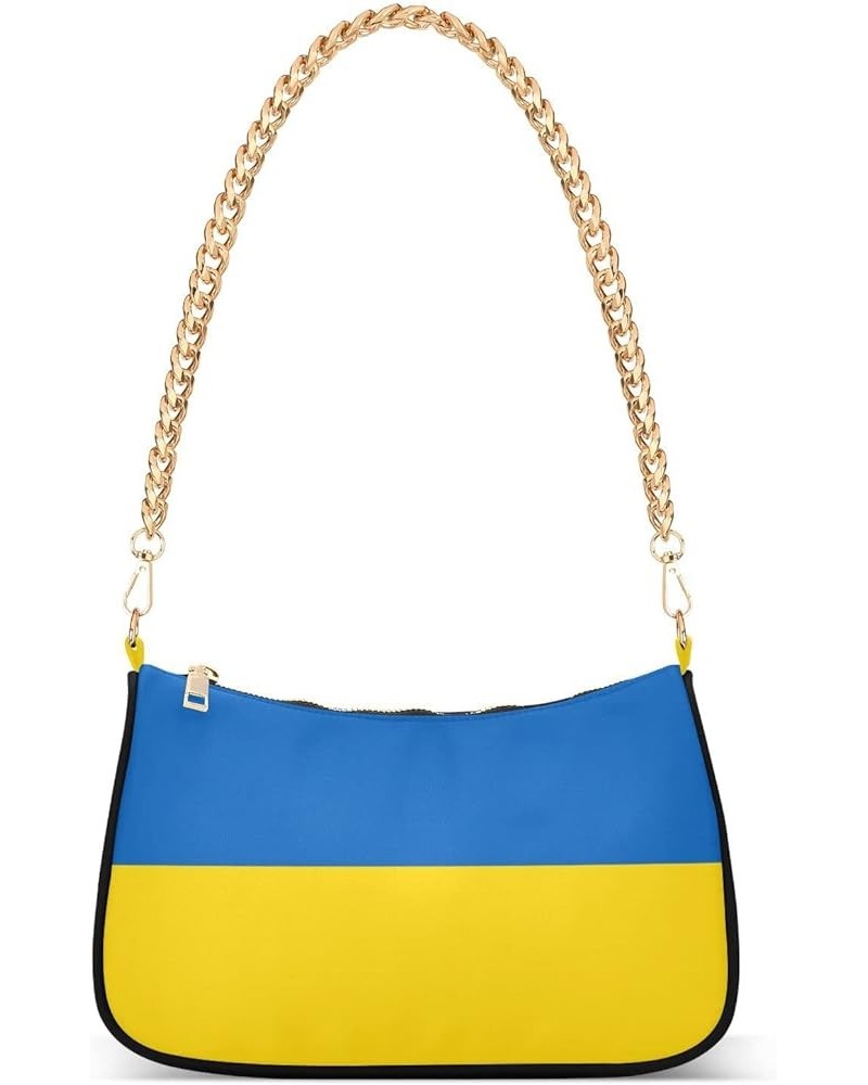 Ukraine Flag Clutch Shoulder Purse Handbag for Women Cute Tote Handbag with Zipper Closure Ukraine Flag $16.19 Handbags