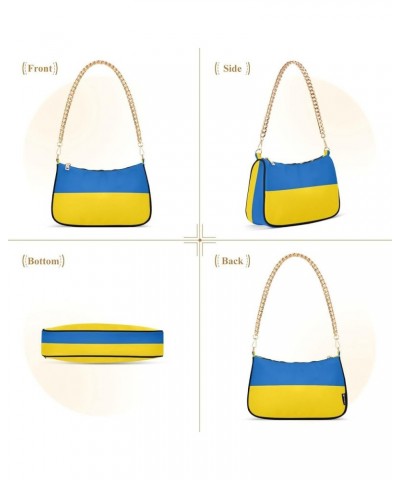 Ukraine Flag Clutch Shoulder Purse Handbag for Women Cute Tote Handbag with Zipper Closure Ukraine Flag $16.19 Handbags