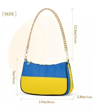 Ukraine Flag Clutch Shoulder Purse Handbag for Women Cute Tote Handbag with Zipper Closure Ukraine Flag $16.19 Handbags