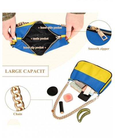 Ukraine Flag Clutch Shoulder Purse Handbag for Women Cute Tote Handbag with Zipper Closure Ukraine Flag $16.19 Handbags