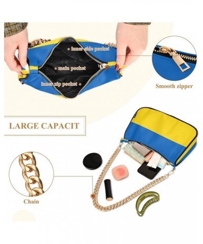 Ukraine Flag Clutch Shoulder Purse Handbag for Women Cute Tote Handbag with Zipper Closure Ukraine Flag $16.19 Handbags