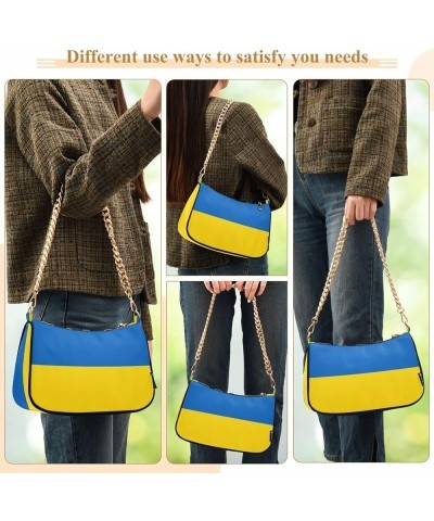 Ukraine Flag Clutch Shoulder Purse Handbag for Women Cute Tote Handbag with Zipper Closure Ukraine Flag $16.19 Handbags