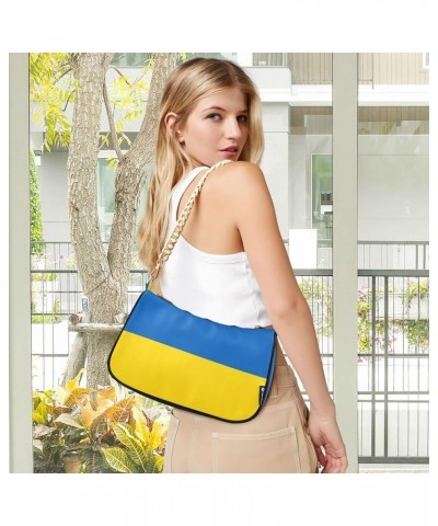 Ukraine Flag Clutch Shoulder Purse Handbag for Women Cute Tote Handbag with Zipper Closure Ukraine Flag $16.19 Handbags